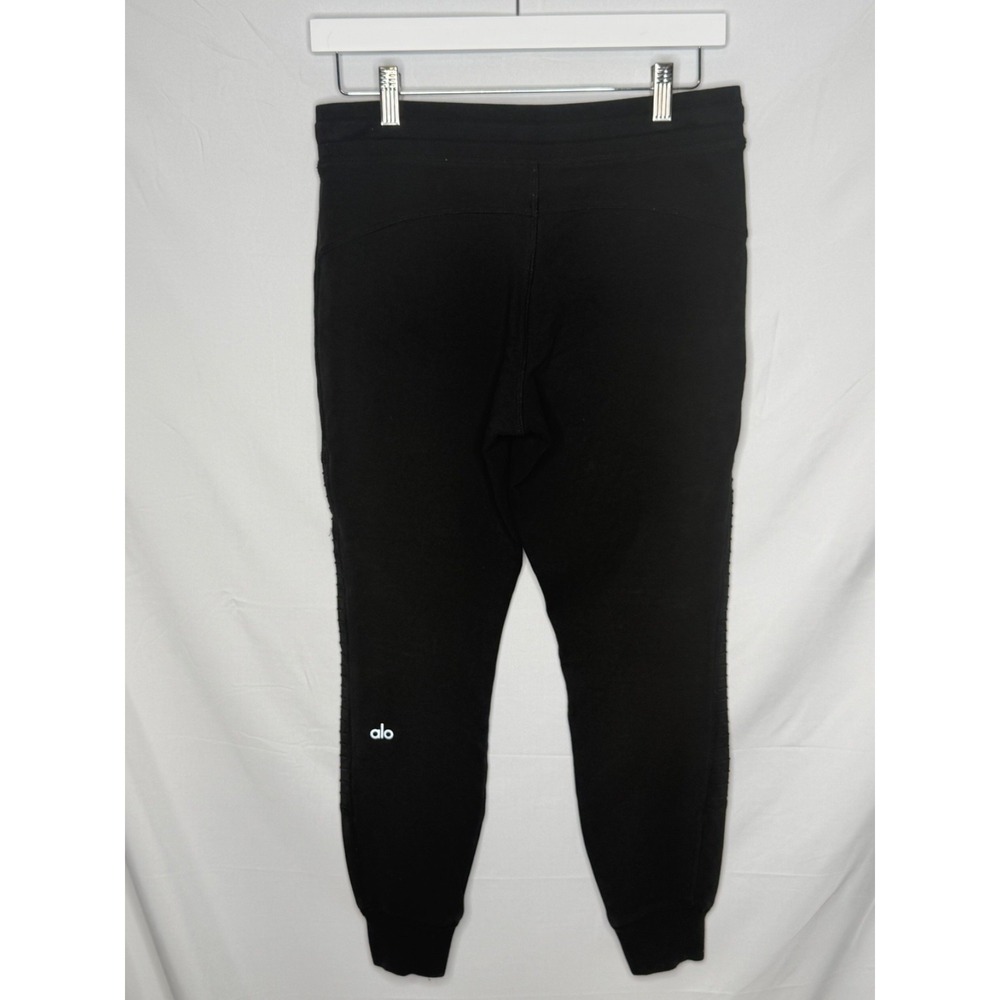 Alo Yoga Moto Jogger Pants Womens XS Black Ribbed Zip Pockets Drawstring Lounge - Picture 3 of 12